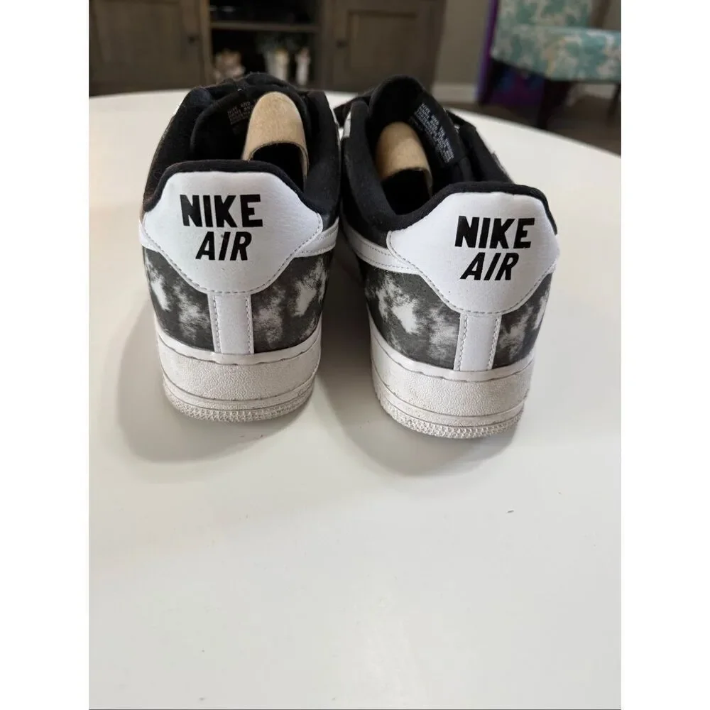 Nike Air Force 1 Sneakers Shoes Gray Black Marble Tie Dye Streetwear Men's 10.5